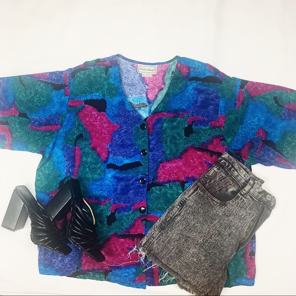 Color Block Short SleeveTop by Fitting Image